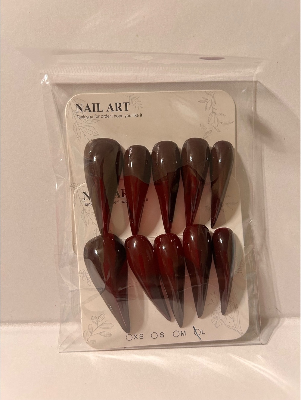 Dark Red Dragon Claw Pointed Press-On Nails